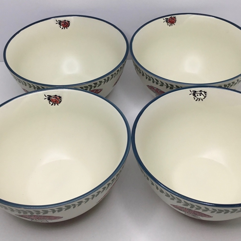 4 Cereal Bowls 
Spectrum Ceramic 6” Mushroom New Red and White Lady Bees - Picture 3 of 10